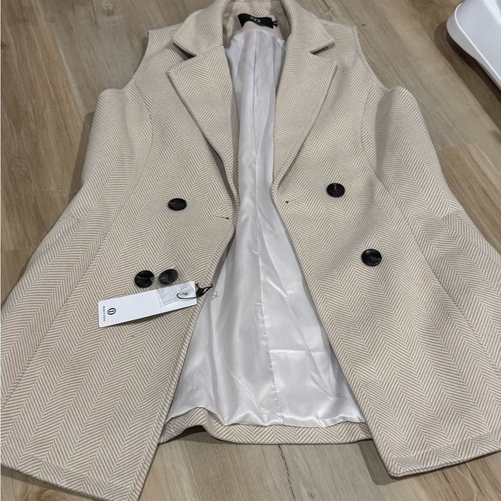 Women's Beige Double-Breasted Vest